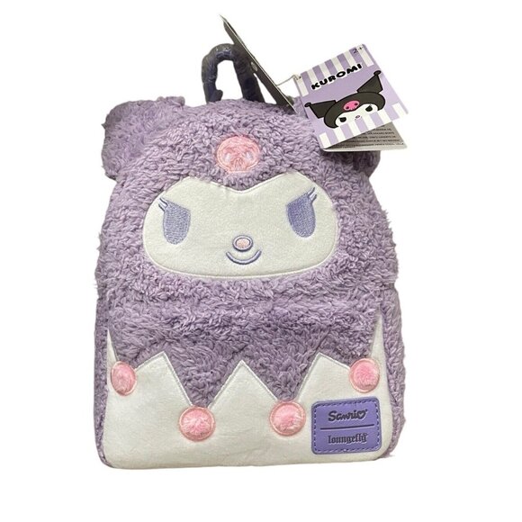 Sanrio Loungefly KUROMI Fuzzy Mini Backpack Pastel Purple Cozy